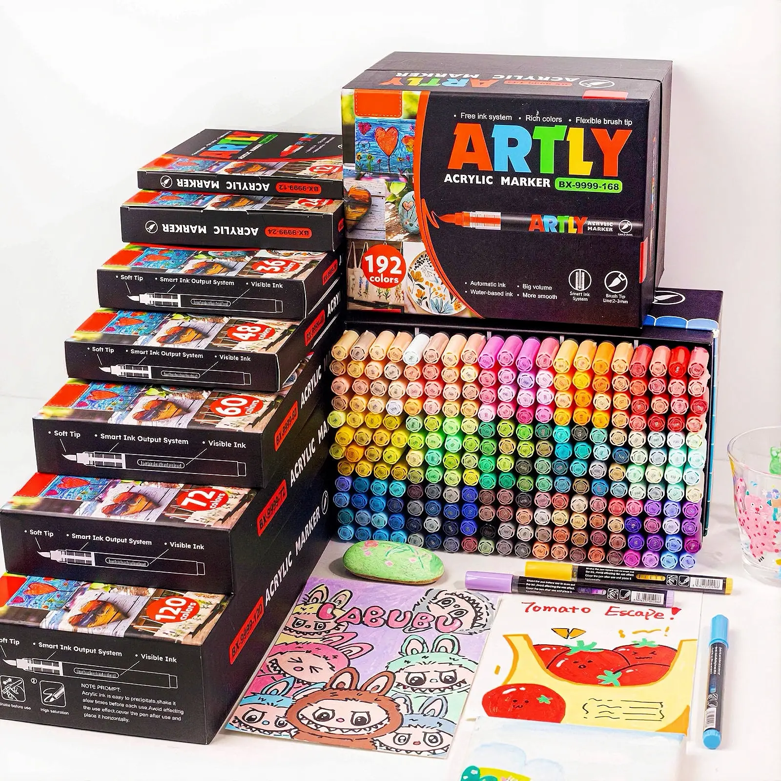 Acrylic Paint Color Marker Set - Multi-Surface Office Stationery Writing Tools for Fabric, Rock DIY Art Supplies Kit