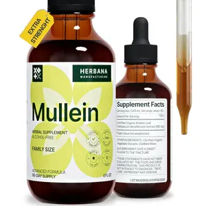Mullein Leaf 4 fl oz Liquid Extract - Natural Lung Cleanse & Detox Supplement - Respiratory Health and Immune Support Tincture - Family Size - High Potency Drops - 90-Day Supply