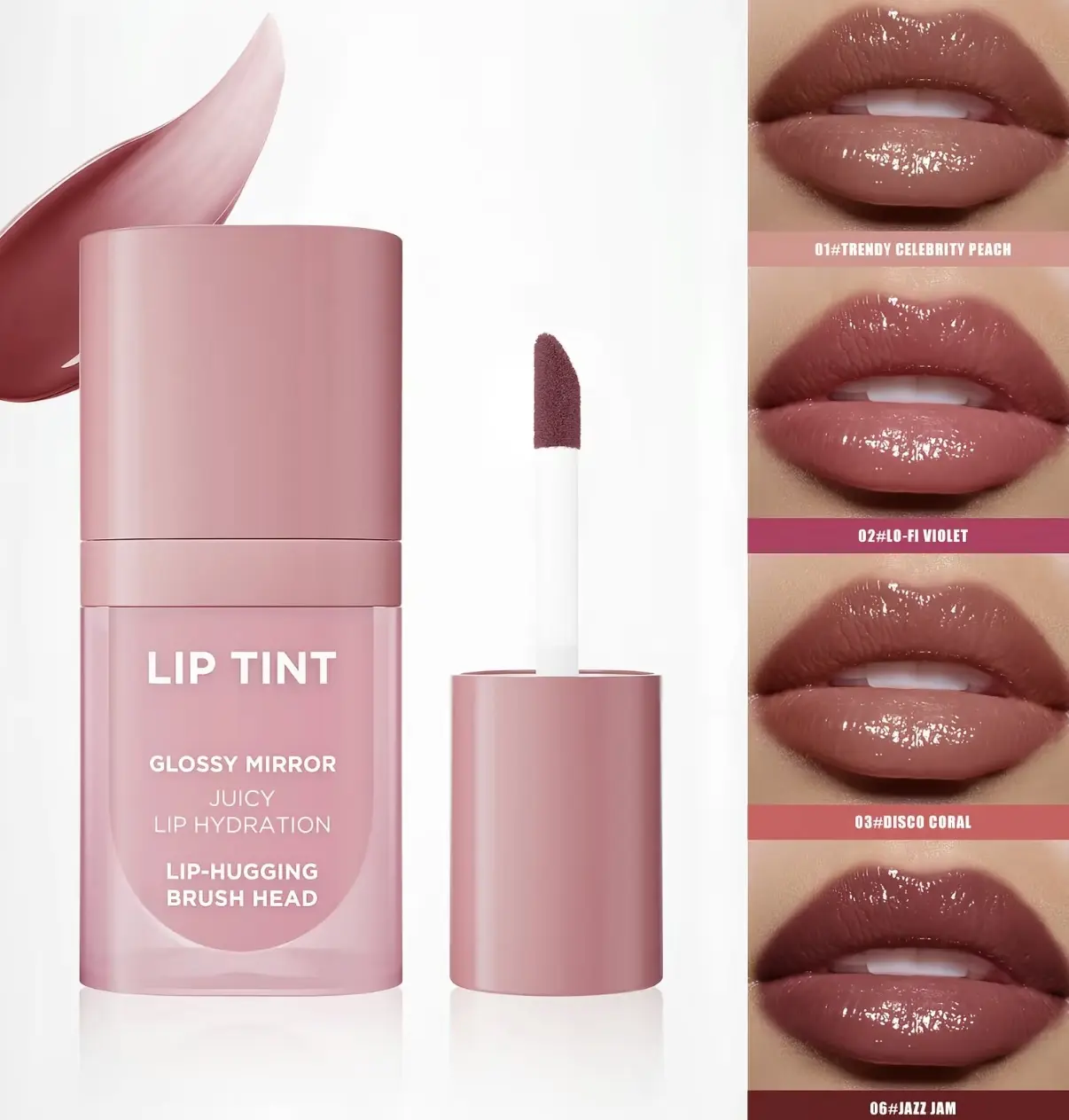 Longwear Gloss Lip Tint – Buildable Glassy Shine Lip Color with Lightweight Non-Sticky Texture, Smudge-Resistant & Transfer-Resistant Formula, High Pigment Juicy Lip Glow for Daily Makeup.