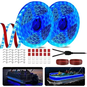 40FT 12V Waterproof Boat LED Strip Lights, Marine LED Strips for Pontoon, Ideal as Under Gunnel, Deck & Interior Boat Lights for Kayak, Jon Boat and Fishing Boats (Blue)