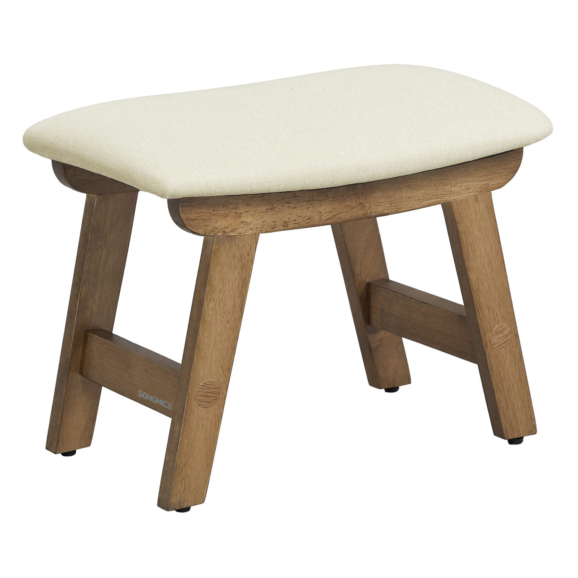 SONGMICS Foot Stool Ottoman, Padded Foot Rest Under Desk with Solid Wood Frame, Removable Cover, for Living Room, 9.8 x 15.4 x 11.8 Inches