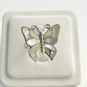 Sterling Silver 925 Mother of Pearl Butterfly Ring