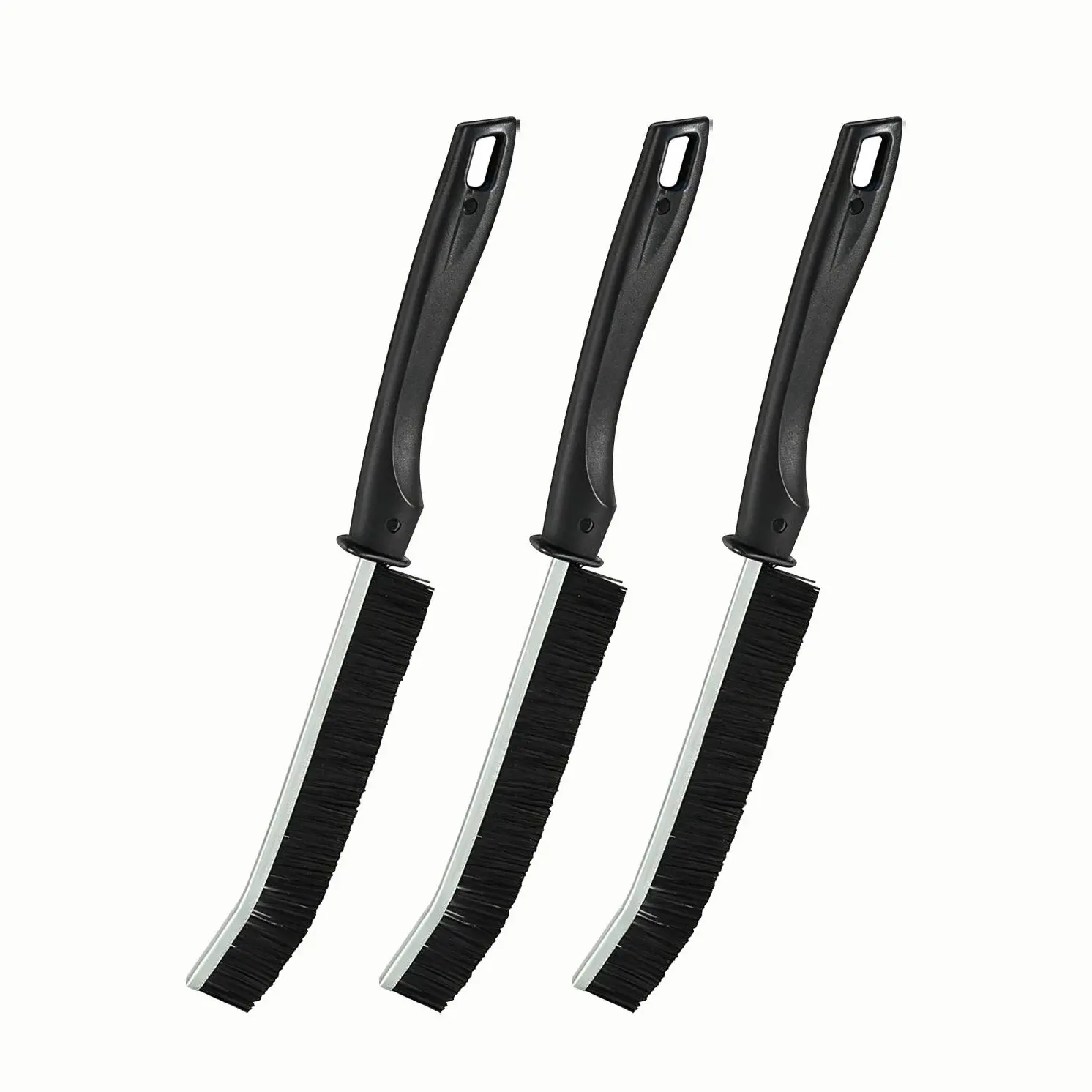3 Pieces - Long Handle Gap Cleaning Brush, Stiff Dense Bristles Detail Scrub Brush with Hanging Hole, Slim Thin Grout Cleaner Brush for Bathroom Tile, Kitchen Sink, Car Interior, Keyboard, Sofa, Household Appliances