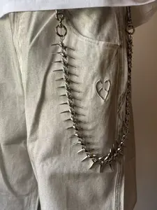 Metal Fishbone Chain Pants Belt, Punk Hip Hop Design, Unisex Jeans Waist Chain, Bag Strap, Fashion Accessory for Men and Women