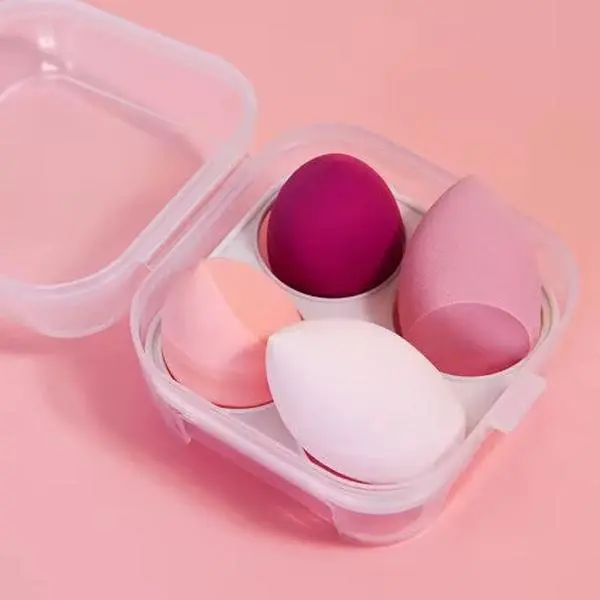 Makeup Beauty Egg Blender Sponge, Pink, with Storage Container, Suitable for All Skin Types