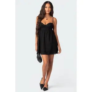 Bonny Lace Trim Cotton Mini Dress
