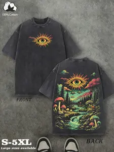 Retro-inspired, Unisex, Graphic Print, water-washed, heavyweight, relaxed fit, Round Neck T-shirt for men and women, perfect for fans of alternative metal band tours, streetwear, gifts for vintage music enthusiasts, casual, back-to-school, and commute