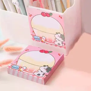 80 Sheets Cherry Cow Sticky Notes, Cute Dreamy Cow Stickers, Student Girl Heart Notepads, Tearable Reusable Memo Pads