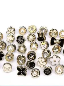 Dmk 20-Piece Women's Brooch Pins, Mini Concealed Buttons, Pearl Rhinestone Shirt Collar Pins, Dress, Jeans, Hat, Bag Decorations