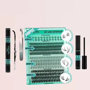 DIY Eyelashes Kit 348 Clusters Lash Bottom Lashes Fishtail Fan 20D Spike Fan 30D Clusters (D-Mix5-16mm kit)
