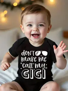 Baby Boys Girls Clothing Newborn Letter Print Short Sleeve Shorts Onesie, Letter Print Bodysuit, Comfortable Infant, Perfect for Daily Wear