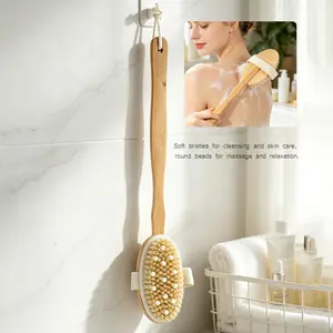 Dry Brush Body Brush, Soft Bristles, Exfoliating Body Scrub Brush, Massage Nodules, Suitable for Dry Skin, Detachable Design
