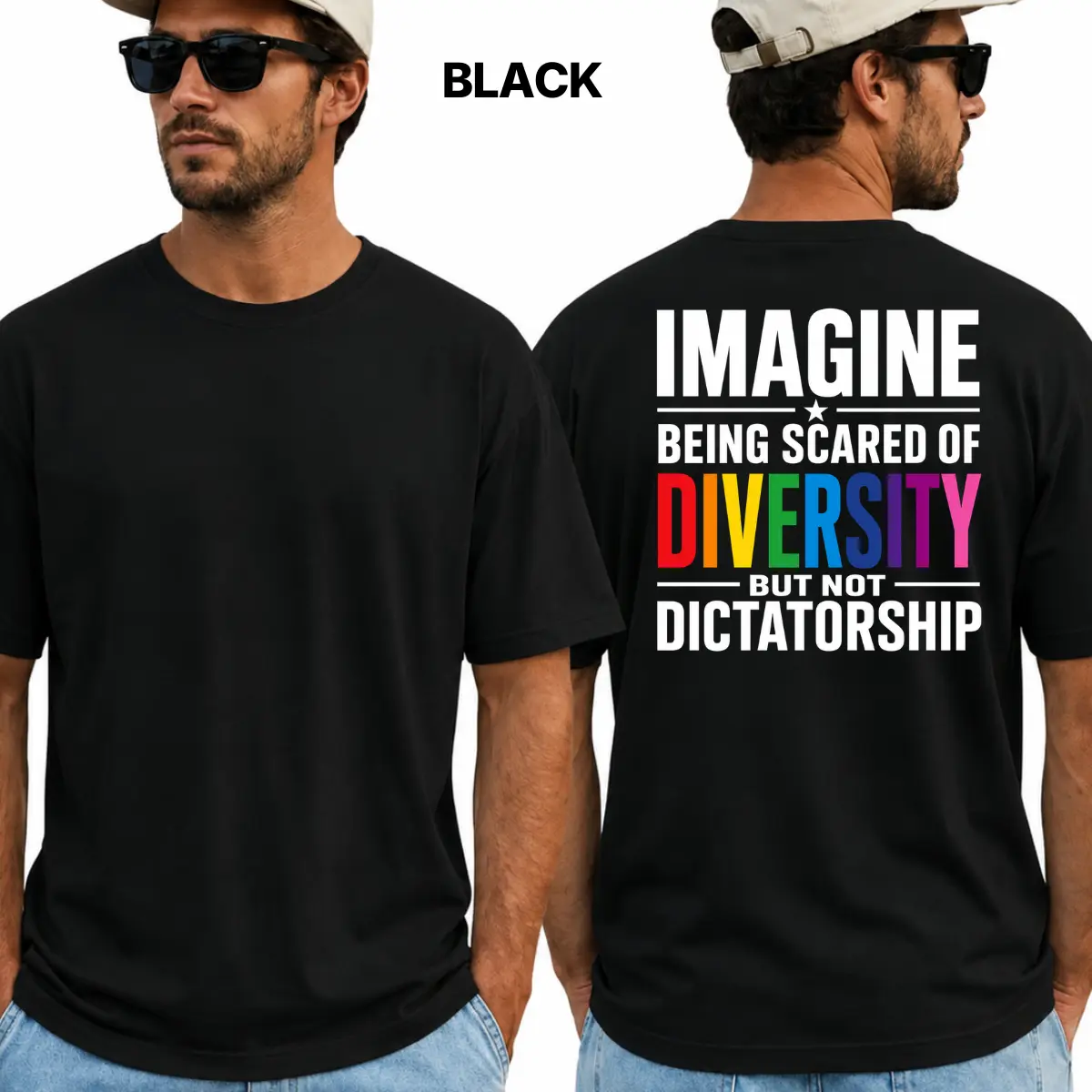 Imagine Being Scared Of Diversity Shirt, Pro Democracy Graphic Tee, LGBTQ Ally Equality T-Shirt, Funny Political Humor Apparel Men Women, Viral TikTok Tee