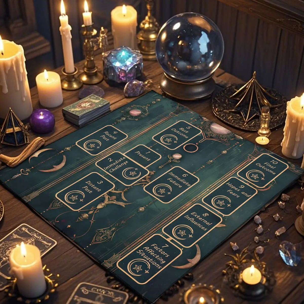 1 Piece Tarot card reading cloth, Celtic Cross decorated tarot tablecloth, classical style decorative altar ceremony cloth, Tarot enthusiasts' tarot astrology spreading cloth, home fabric decoration, Rituals