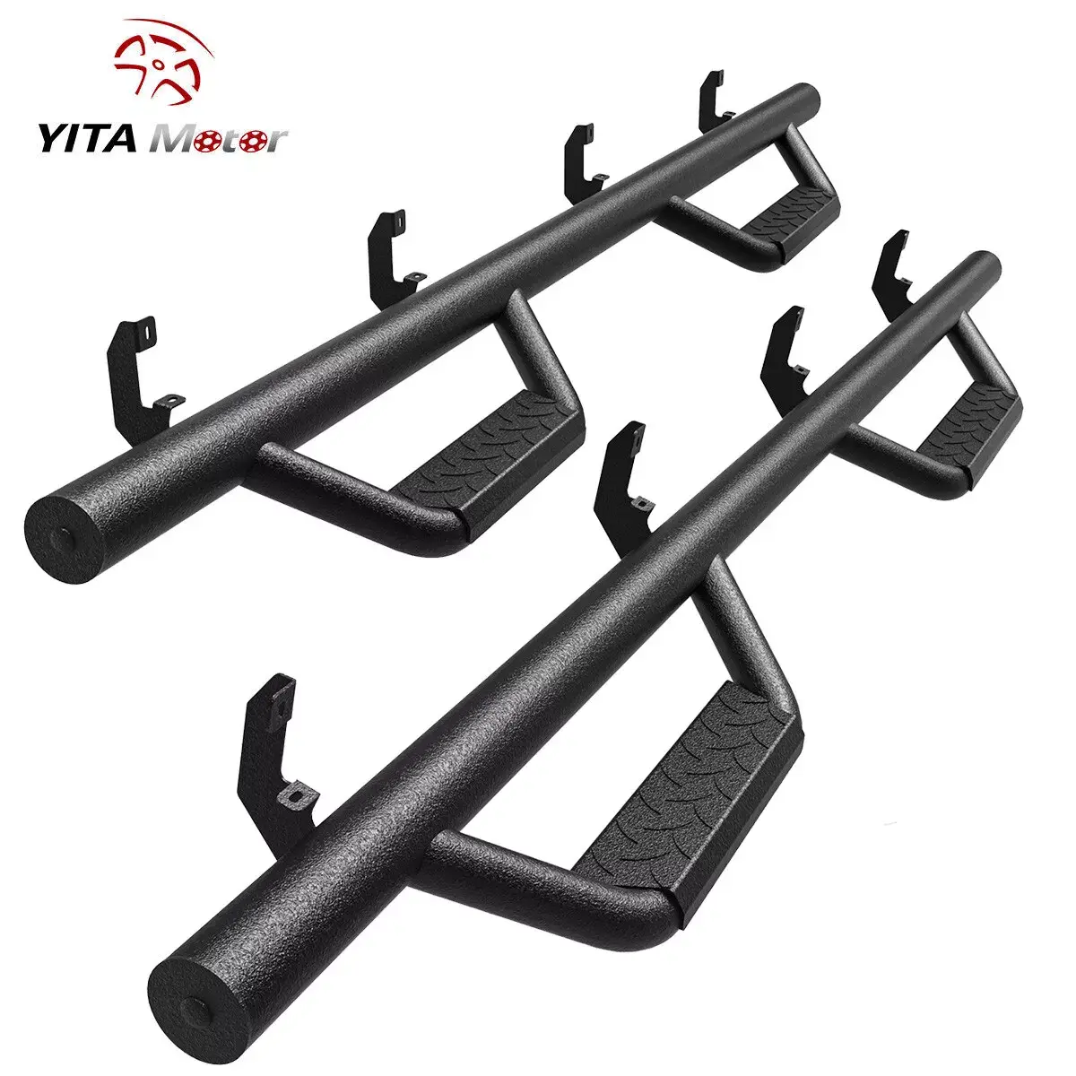YITAMOTOR Drop Running Boards Compatible with 2019-2025 Chevy Silverado/GMC Sierra 1500 Crew Cab, 2020-2025 2500HD 3500HD Crew Cab Carbon Steel Side Steps Nerf Bars Rails(Excl. 2019 1500 LD) Heavy Duty Aluminum