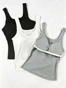 Three-Piece Women's Seamless Bralette Set, Breathable Stretch Slim Top with Non-Removable Pads, Ideal for Yoga & Daily Wear