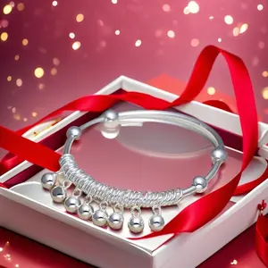 Full Silver s999 bracelet Sterling Silver bracelet Ladies push-pull bracelet can be freely adjusted size to send girlfriend birthday holiday gift Silver weight 23 g /0.81 oz
