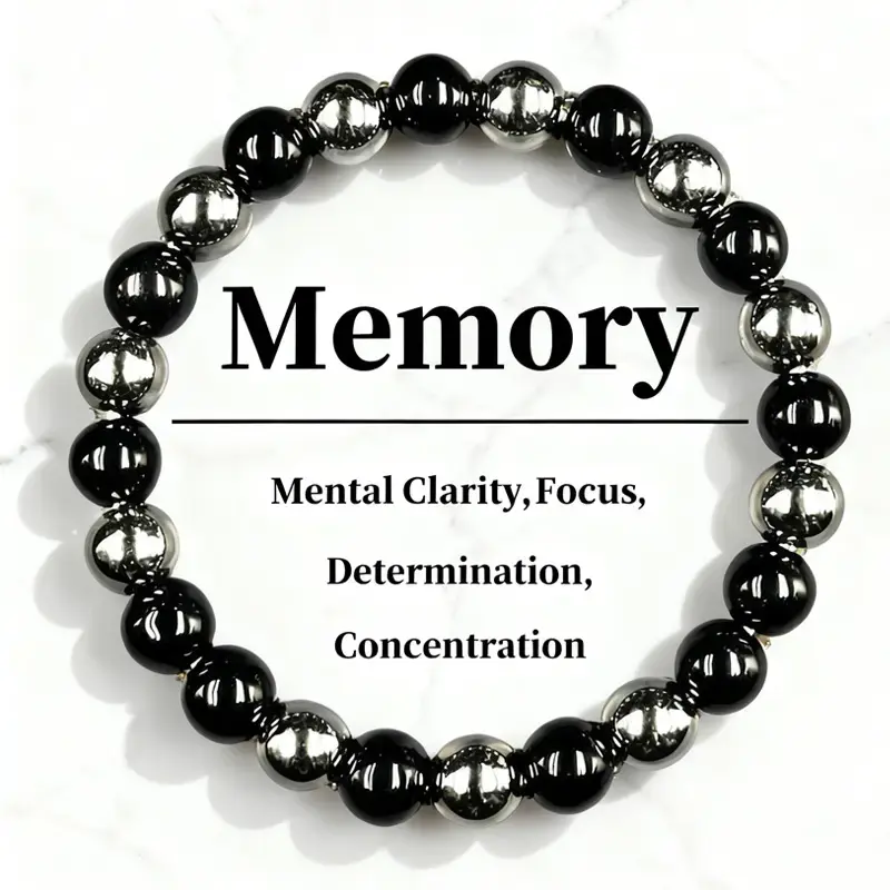 September Laurel  Protection Black Tourmaline & Hematite Bracelet – Grounding Energy Shield | 8mm Unisex Crystal Beads | Daily Wear Gift