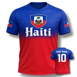 Custom Haiti Soccer Jersey, Haitian Flag Football Fan Shirt, Personalized Gift T shirt, Polo shirt, Unisex S-5XL FE4A