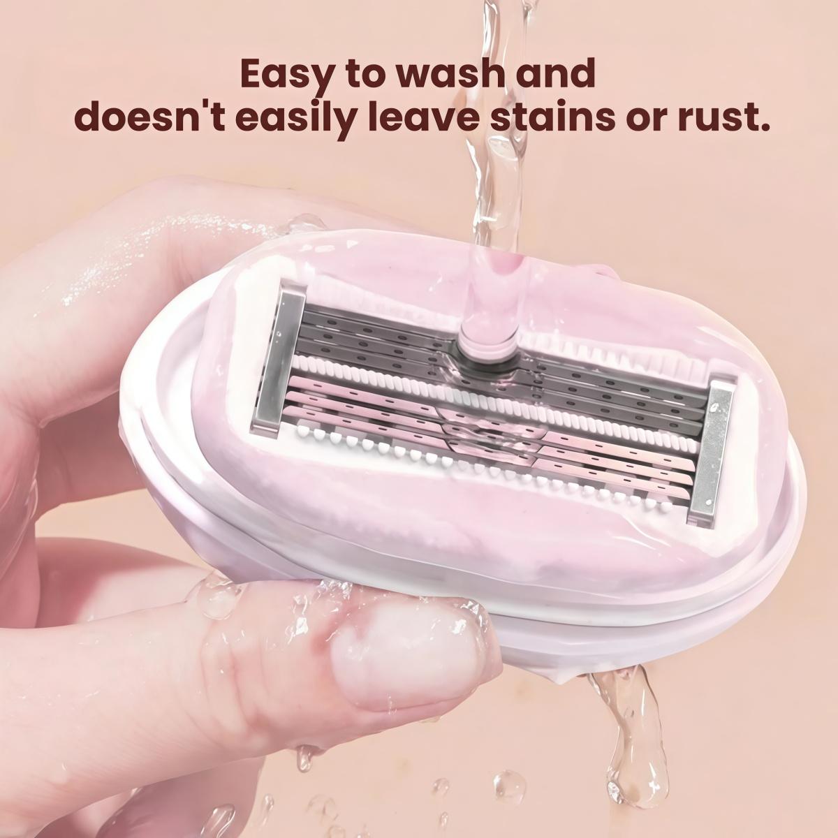 Portable Mini Women's 6 Blade Razor, Pivoting & Rotating Head Shaving Razor for Smooth Close Shave, Portable Hair Removal for Face Legs Full Body