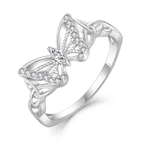 925 Silver Butterfly Ring Is Set With Exquisite 5A-Grade Cubic Zirconia. Whether For An Engagement, Wedding, Party, Everyday Wear, Or As An Anniversary Gift, This Luxurious And Sparkling Cubic Zirconia Ring Is The Perfect Choice.