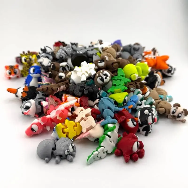 Cute 3D Printed Acticuating Mini Fidget Animals Great Gift and Desk Fidget Minis Decor