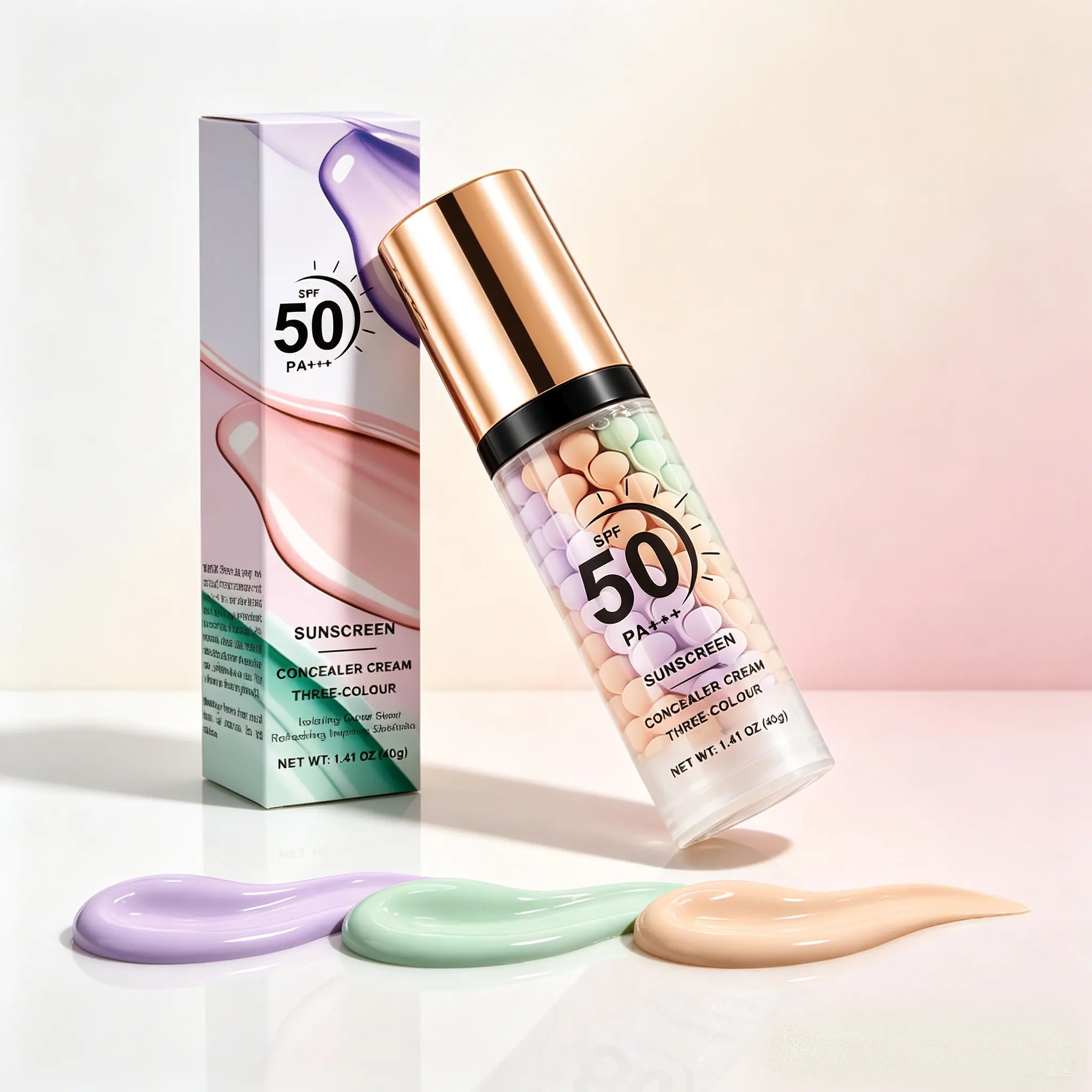 3-in-1 Color Correcting Face Sunscreen Primer, SPF50 PA+++, Moisturizing Makeup Base & Tone-Adjusting Isolation Cream
