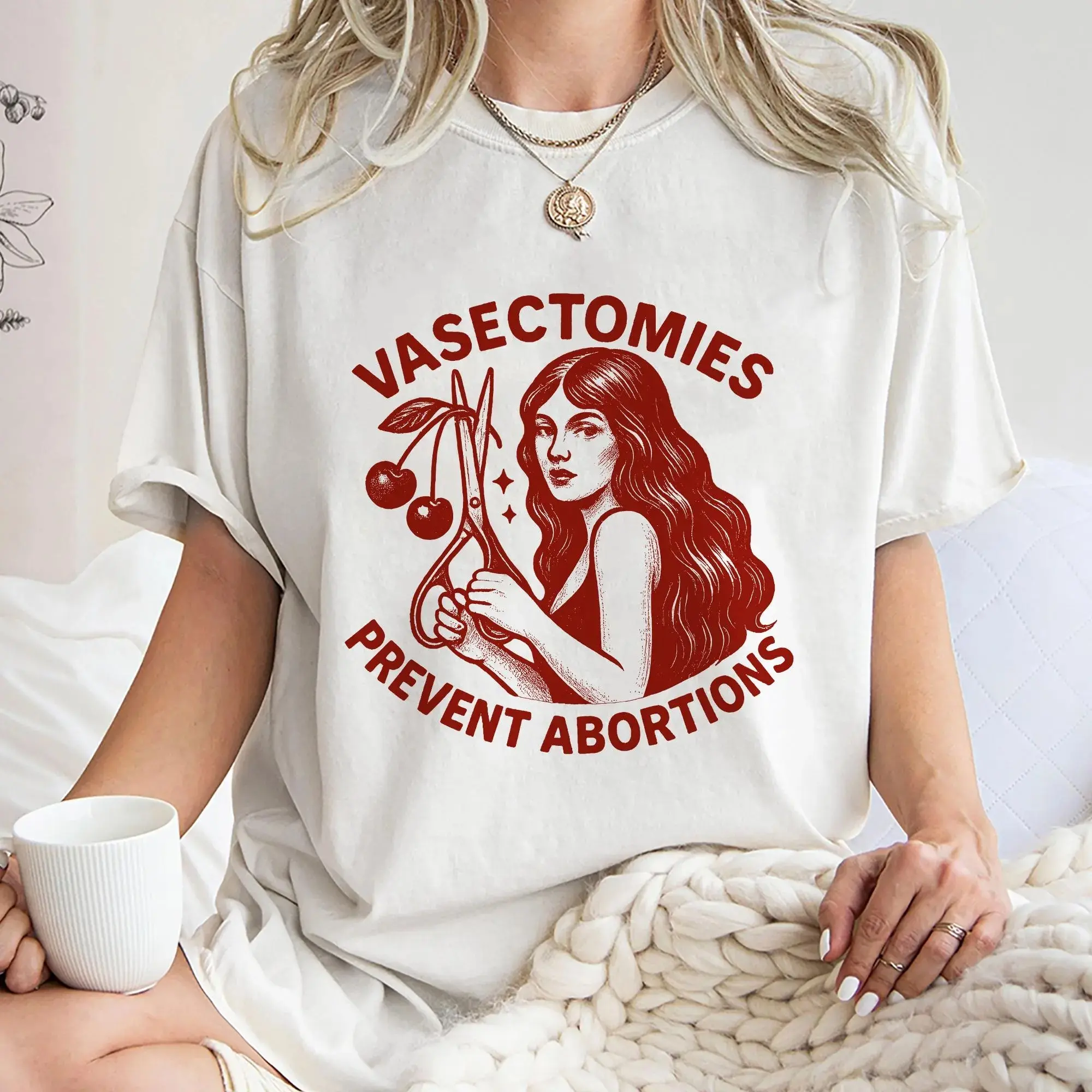 Unisex Retro Graphic T-Shirt, 100% Cotton Pro-Choice Feminist Style, Comfortable Short Sleeve Seamless Crew Neck Top for Screen Printing, Bottom, Casual, Fabric, Shortsleeve, Double Needle, Round Neck, Classic Fit