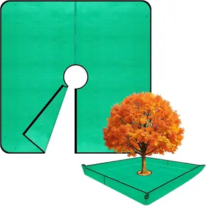 79"X79" Landscape Tarp for Trimming, Garden Waterproof Leaf Tarp Drop Cloth with 12inch Hole, Pruning Tarp with Corner Buckles for Leaf Collection and Fastening project metal