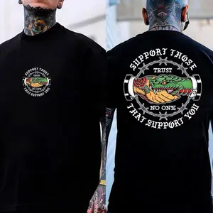 (Two Side) SUPPORT THOSE THAT SUPPORT YOU Snake Bone Black Print T-shirt