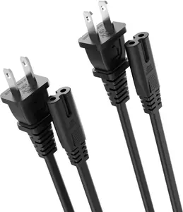 2 Pack 5 ft AC Power Cord  Fit for  PS5 PS4 PS3 Slim  5 4 3,  Series X/S,  One X/S, TV, Printer Universal 2 Prong  Replacement - (ETL Listed )