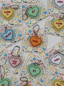 Brain Rot Sayings Set 2 Valentine's Day Classroom Pack Fidget Clicker Keychain Kit Set of 25- ~Bulk Handouts Conversation Heart Stress Relief Humor Sensory Experience Quirky Offbeat Phrases