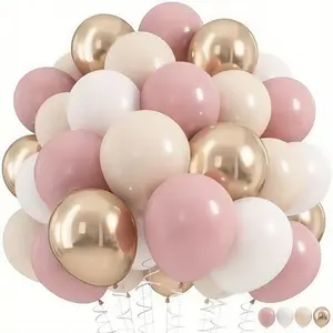 12 Inch 60pcs Vintage Style Balloon Set, Birthday Wedding Baby Shower Party Decoration, Helium Balloons for Celebrations