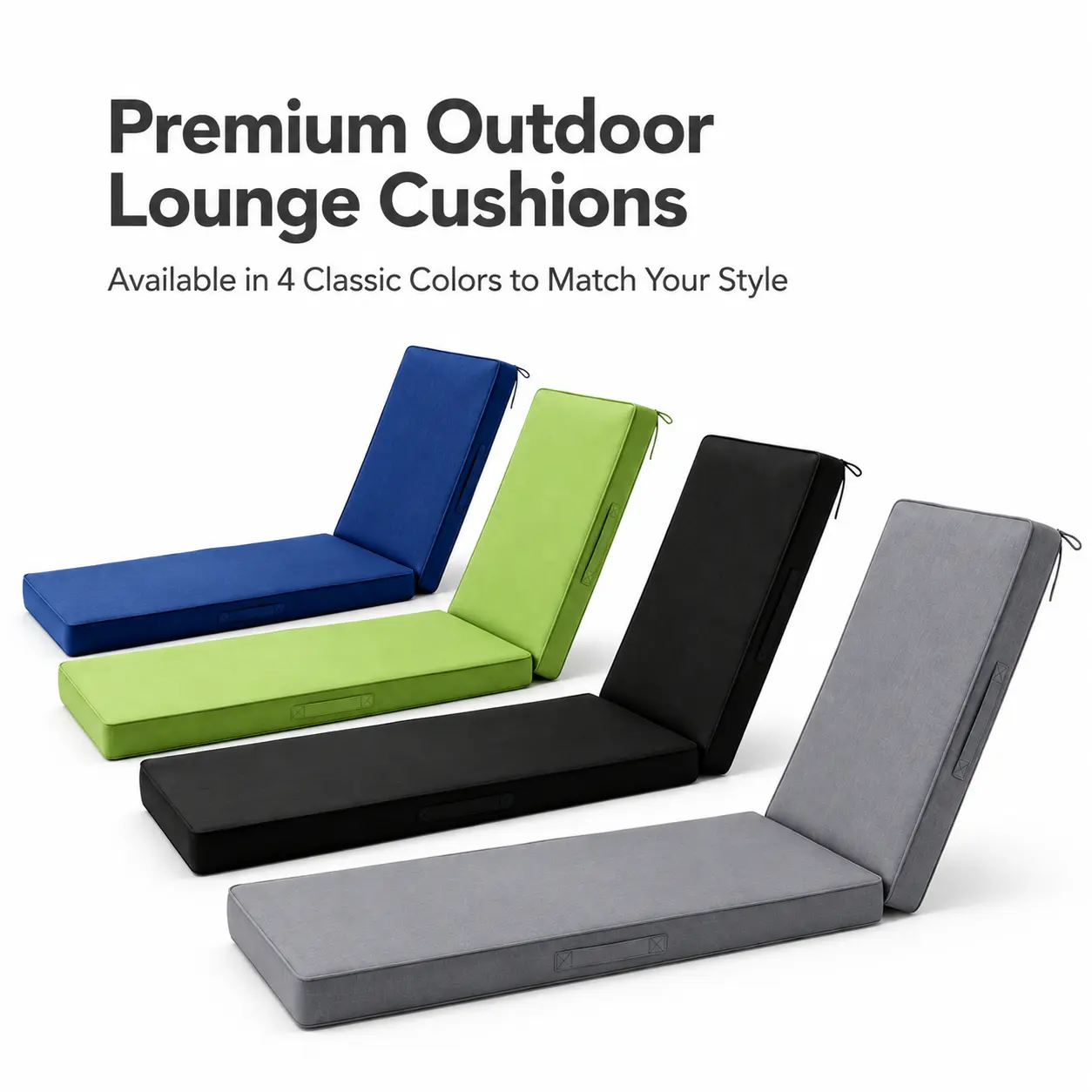 Seat cushion size: 44×21×3; back cushion size: 28×21×3. Outdoor chaise lounge cushion made of waterproof, quick-drying Oxford fabric with high-resilience foam. Patio furniture replacement pad. chair cushion