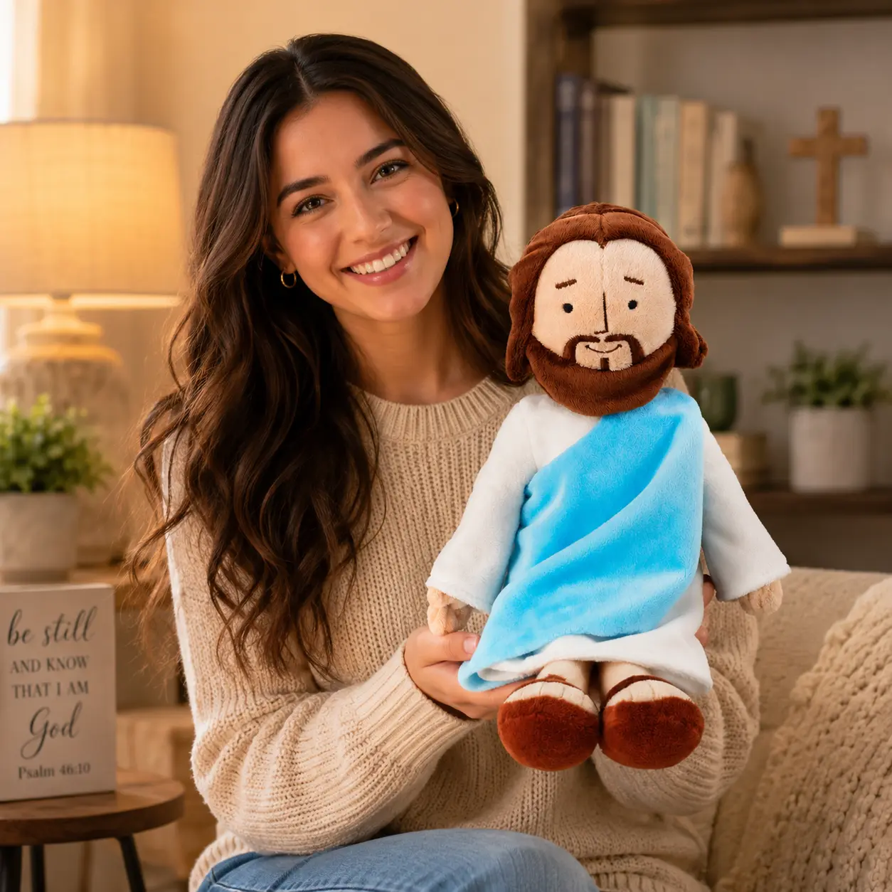 13" My Friend Jesus Plush Doll - Unisex Soft PP Cotton Religious Toy with Jesus Image & Gentle Face, Faithful Baptism Gift for Kids, Cuddly Bible Story Keepsake