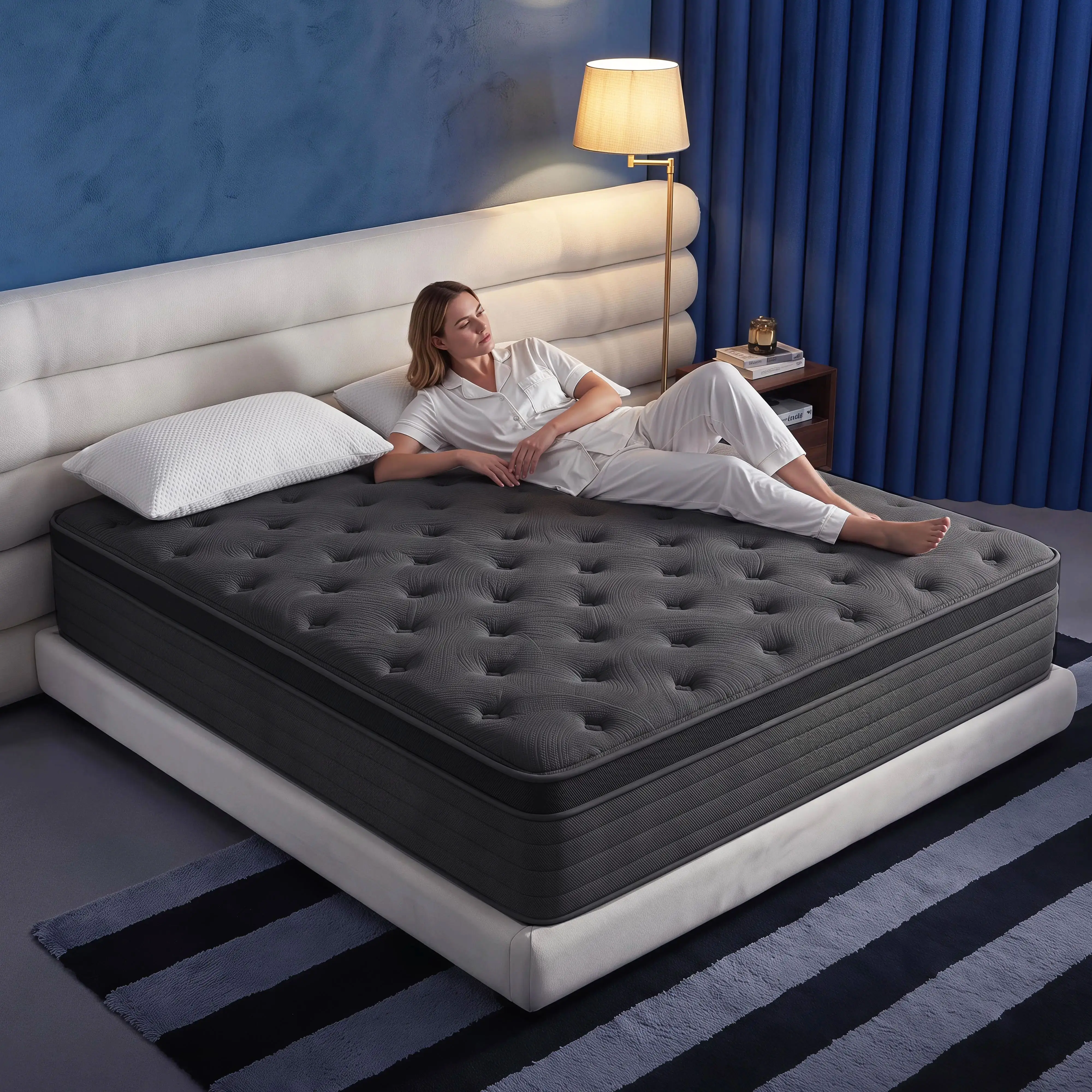 queen size Mattresses 12"14" Twin Full Queen King Size Mattress in a Box Hybrid Spring Gel Memory Foam, Euro Top Medium Firm Ergonomic Mattresses for Motion Isolation, Edge Support, for Home Rooms, Hotels, Boxed Furniture Gift, Memory Foam Mattresses home