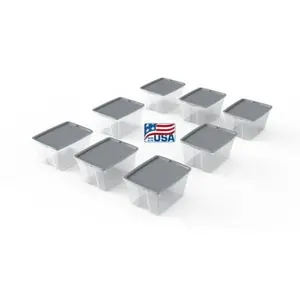 Edge Plastics 149632 56 qt. Underbed Latching Tote with Wheels, Clear & Gray