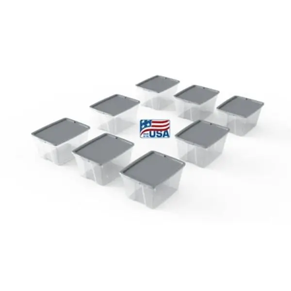 Edge Plastics 149632 56 qt. Underbed Latching Tote with Wheels, Clear & Gray