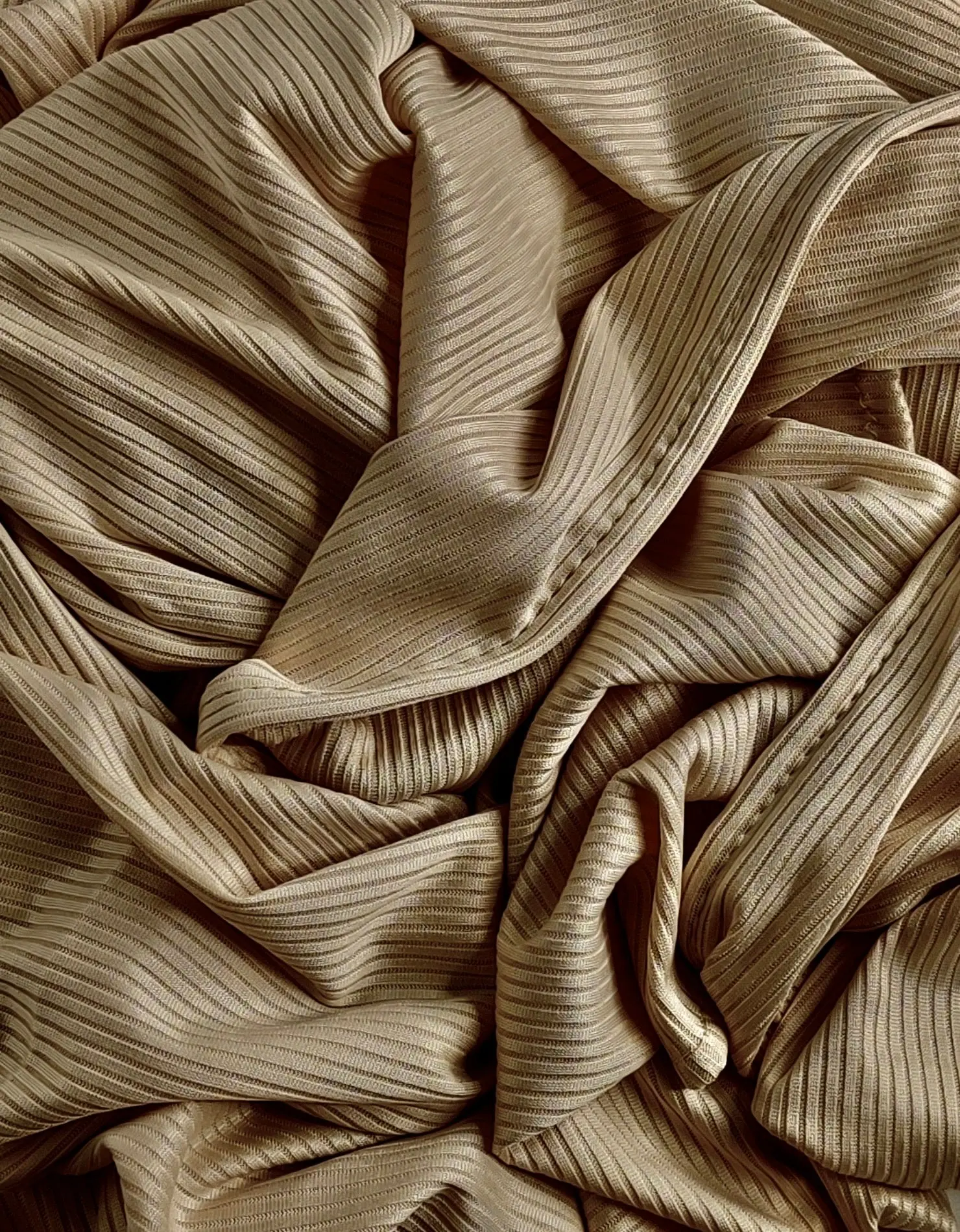 Ribbed Jersey Scarf - Tan, Soft and Versatile Design, Ideal for Layering and Cozy Wear