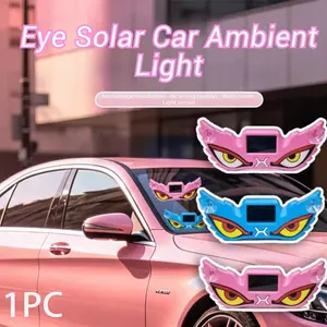Solar Devil's Eye Car Ambient Light - Solar & Type-C Dual Charging, 5-Mode LED Warning Light with Vibration/Light Sensing, Universal Windshield Decor