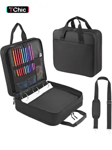 Zipper Binder 3 Ring with Shoulder Strap, 2 Inch O-rings, 500-sheet Capacity, Binder Bag with Expanding File Folder & Multi-pockets, Trapper Keeper Fits for 13 Inch Laptop, Office Accessories, Storage Binder