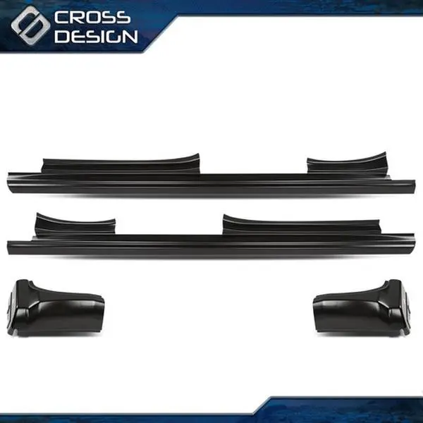 CROSSDESIGN High Quality Slip-on Rocker Cab Corner Automotive Replacement Part - 31.5 inch Wide, Set of 4 Accessories for Car, Fit 2014-2018 4-Door Ext Cab Chevy/GMC Pickup