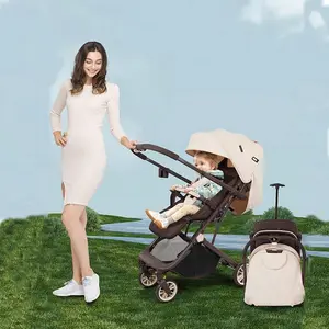 Unisex High-Landscape Plain Toddler Pushchair - 1-Hand Foldable Travel Pram with Large Storage Basket, Lightweight Portable Stroller for 5-10 Kg Toddlers, Vacation & Daily Use