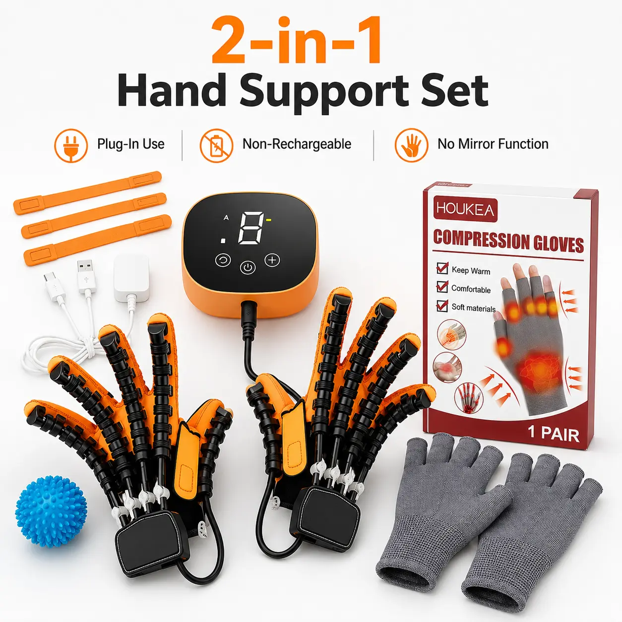 Hand Training Robot Gloves, Newly Upgraded Wrist Support Gloves with Quick Learning Easy Operation, Non-Mirror Finger Exerciser, Hand Strength Trainer, Finger Aligner