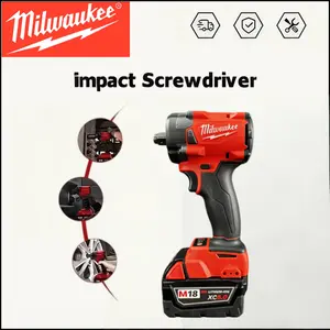 Milwaukee M18 1/2" Brushless Cordless Impact Screwdriver Tool Kit Set - 300N.m Max Torque, 3500RPM No-Load Speed, 4500 Impacts Per Minute, Variable Speed Trigger, Tools for Mechanics