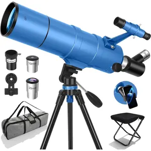 Telescope for  & Adults, 90mm Aperture 550mm Astronomical Professional Telescope for Adults High , Portable Travel Telescopes for Beginners with Tripod & Adapter, Bag, Folding Stool