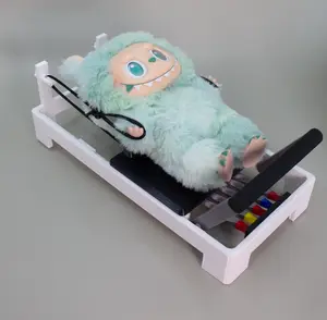 Accessory Mini Pilates Reformer Moveable Bed & Foot Bar for Sitting Standing Figures Modern White Hybrid Wood Design 8.65" x 3.93" x 2.75"