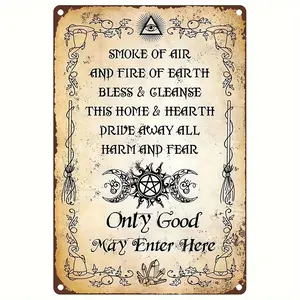 Authnature Blessing Only Good May Enter Here Wiccan Prayer Protection Sign - Custom Personalized Aluminum Wall Decor for Housewarming - 8''x12''/20cm*30cm