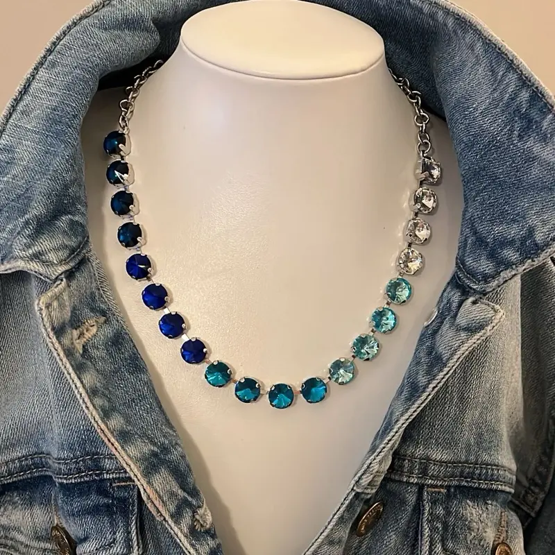 Claire Blue-Teal Ombre Jewel Candy Vibes Necklace, Casual Trendy Costume Jewelry, Casual Trendy Jewelry, Blue And Teal Ombre