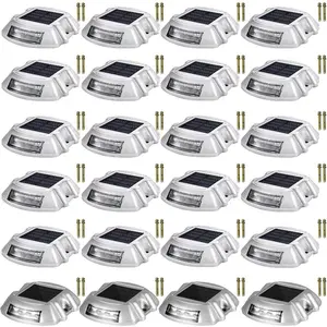 VEVOR Driveway Lights 24-Pack Solar Driveway Lights Bright White with Screw Solar Deck Lights Outdoor Waterproof Wireless Dock Lights 6 LEDs for Path Warning Garden Walkway Sidewalk Steps